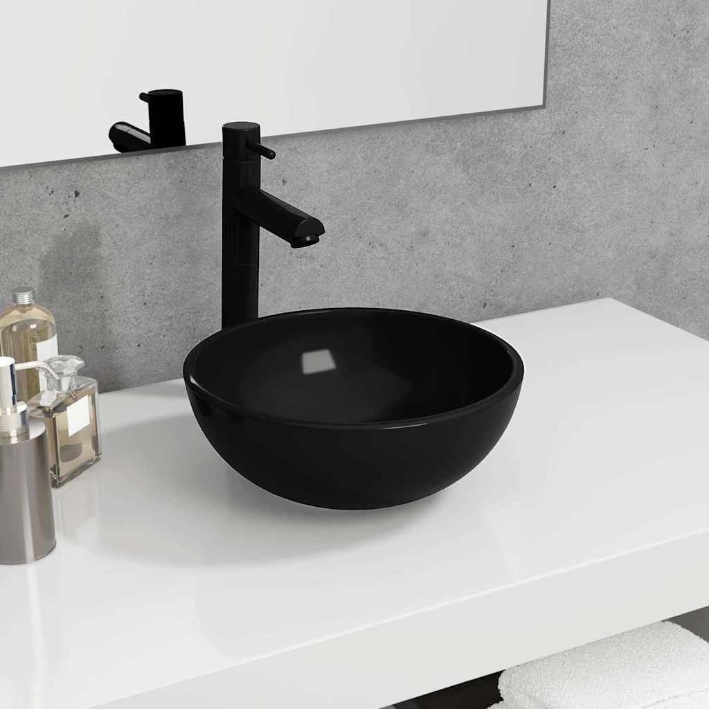 vidaXL Basin Tempered Glass 30x12 cm Black 1