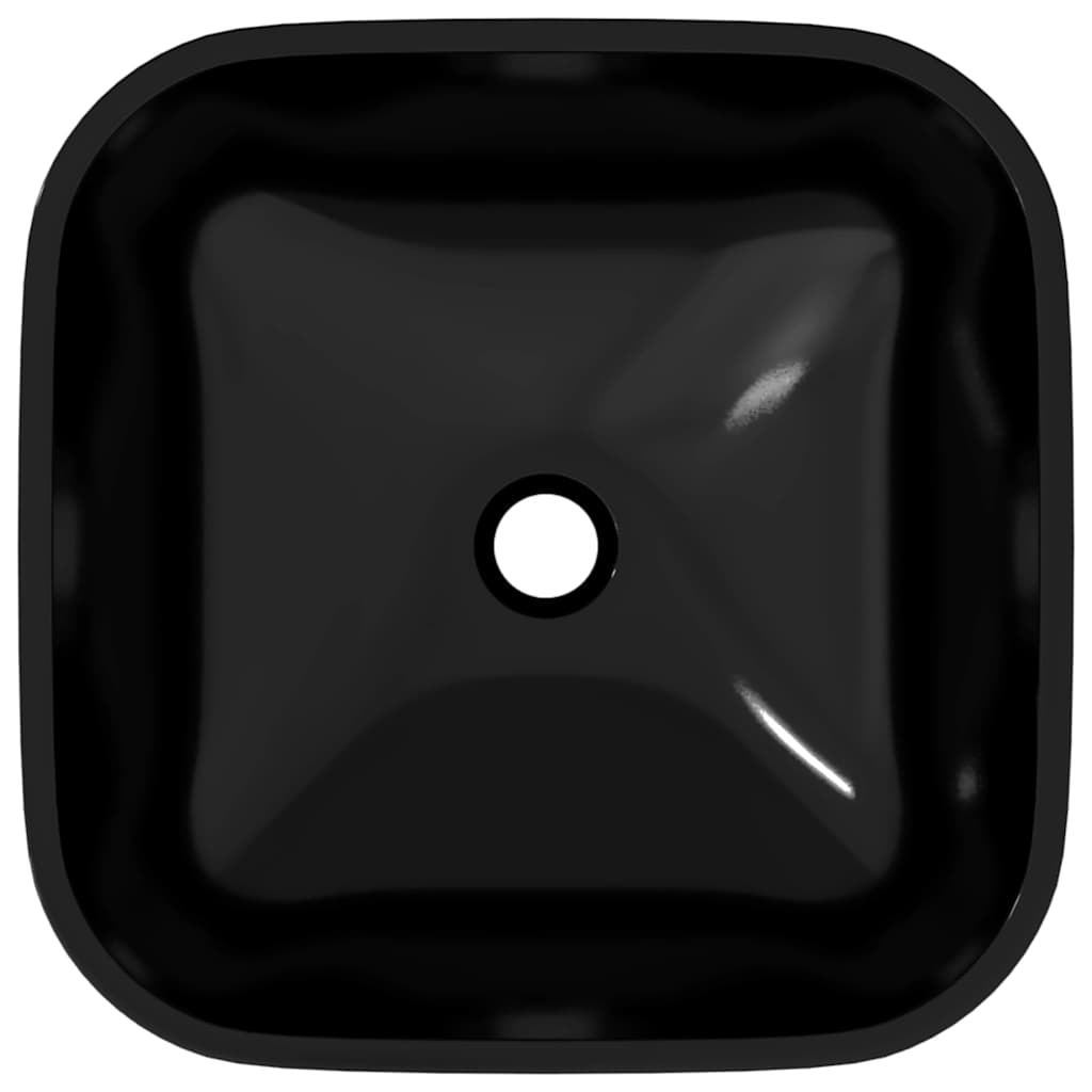 vidaXL Basin Glass 42x42x14 cm Black 4