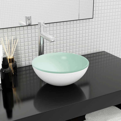 vidaXL Basin Tempered Glass 30x12 cm White 1