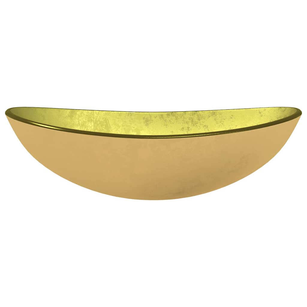 vidaXL Basin Tempered Glass 54.5x35x15.5 cm Gold 3