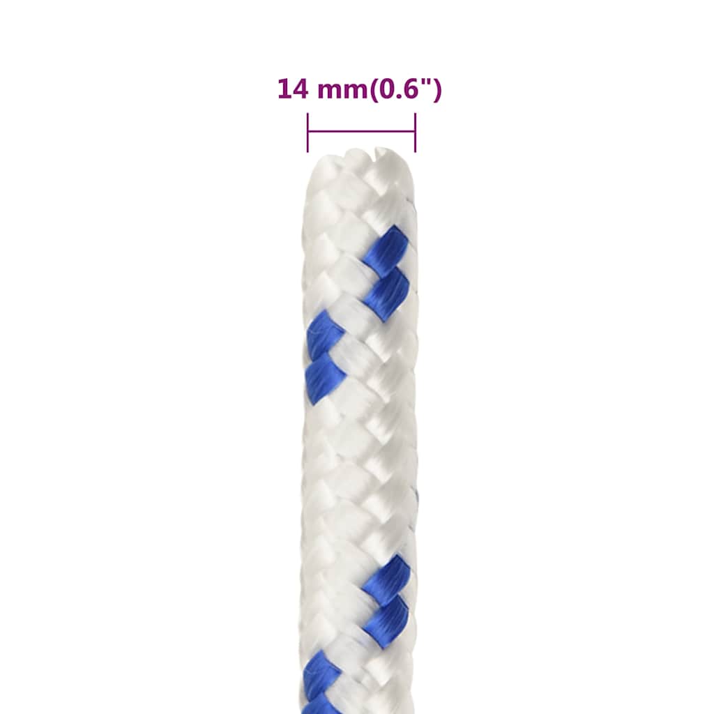 vidaXL Boat Rope White 14 mm 100 m Polypropylene 6