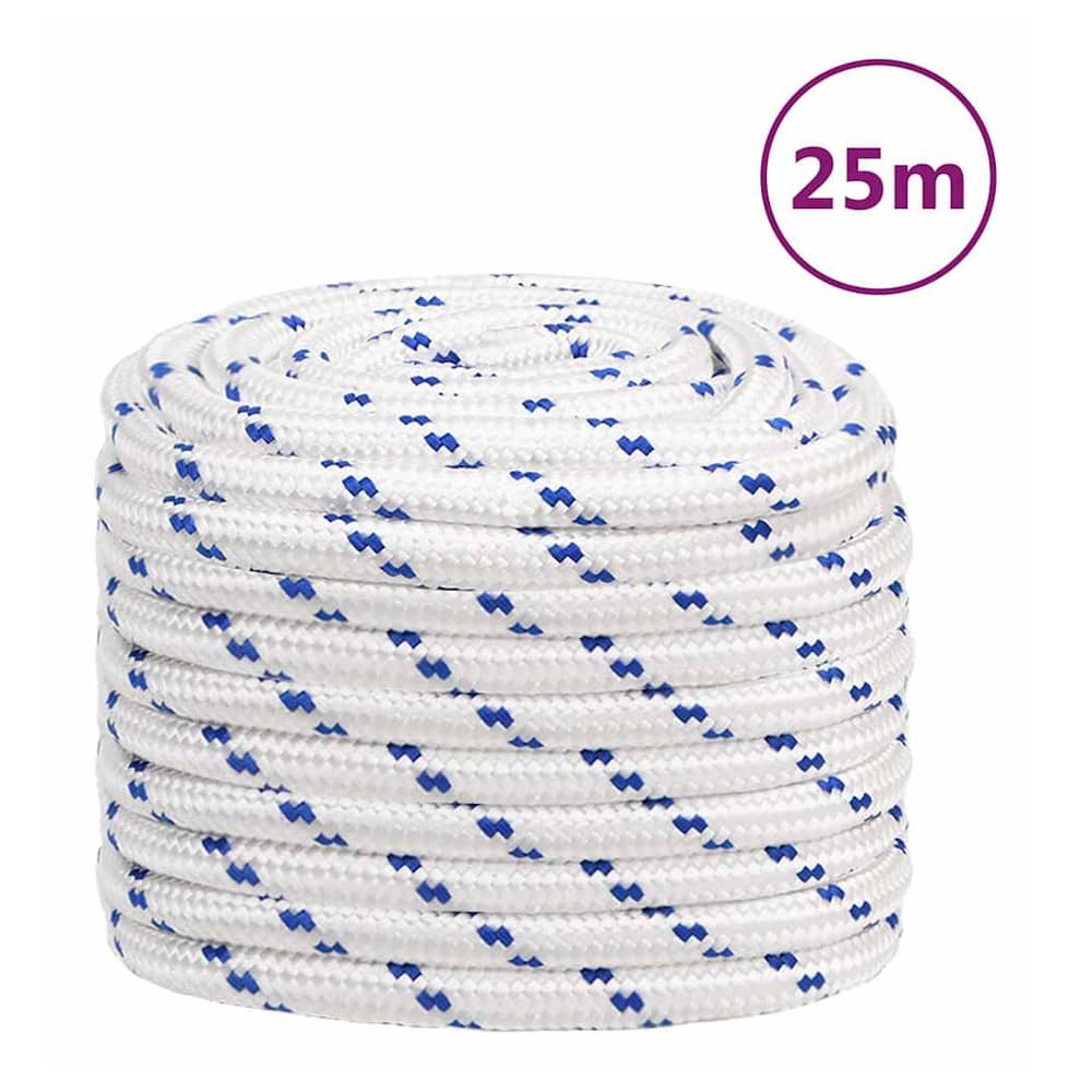 vidaXL Boat Rope White Polypropylene Length 25 m White and Blue