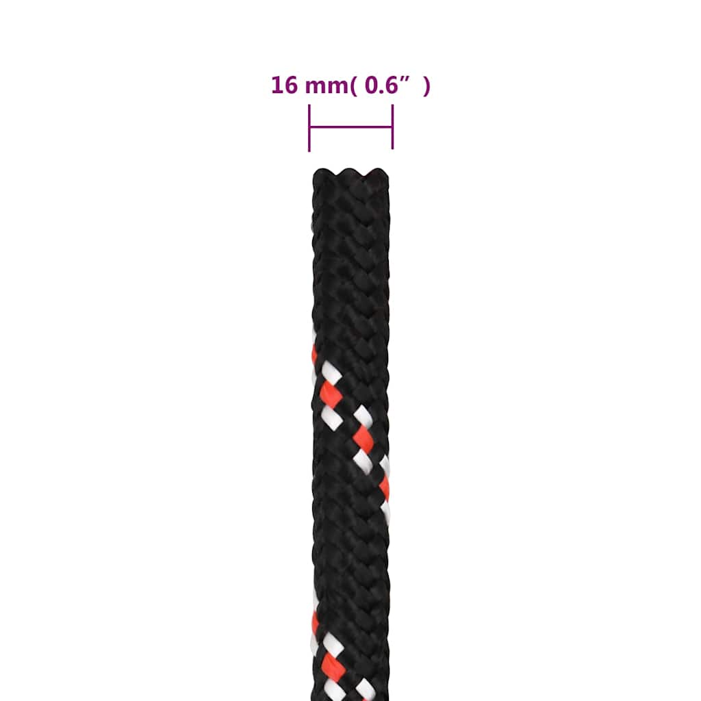 vidaXL Boat Rope Black 16 mm 100 m Polypropylene 6