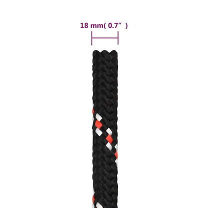 vidaXL Boat Rope Black 18 mm 100 m Polypropylene 6