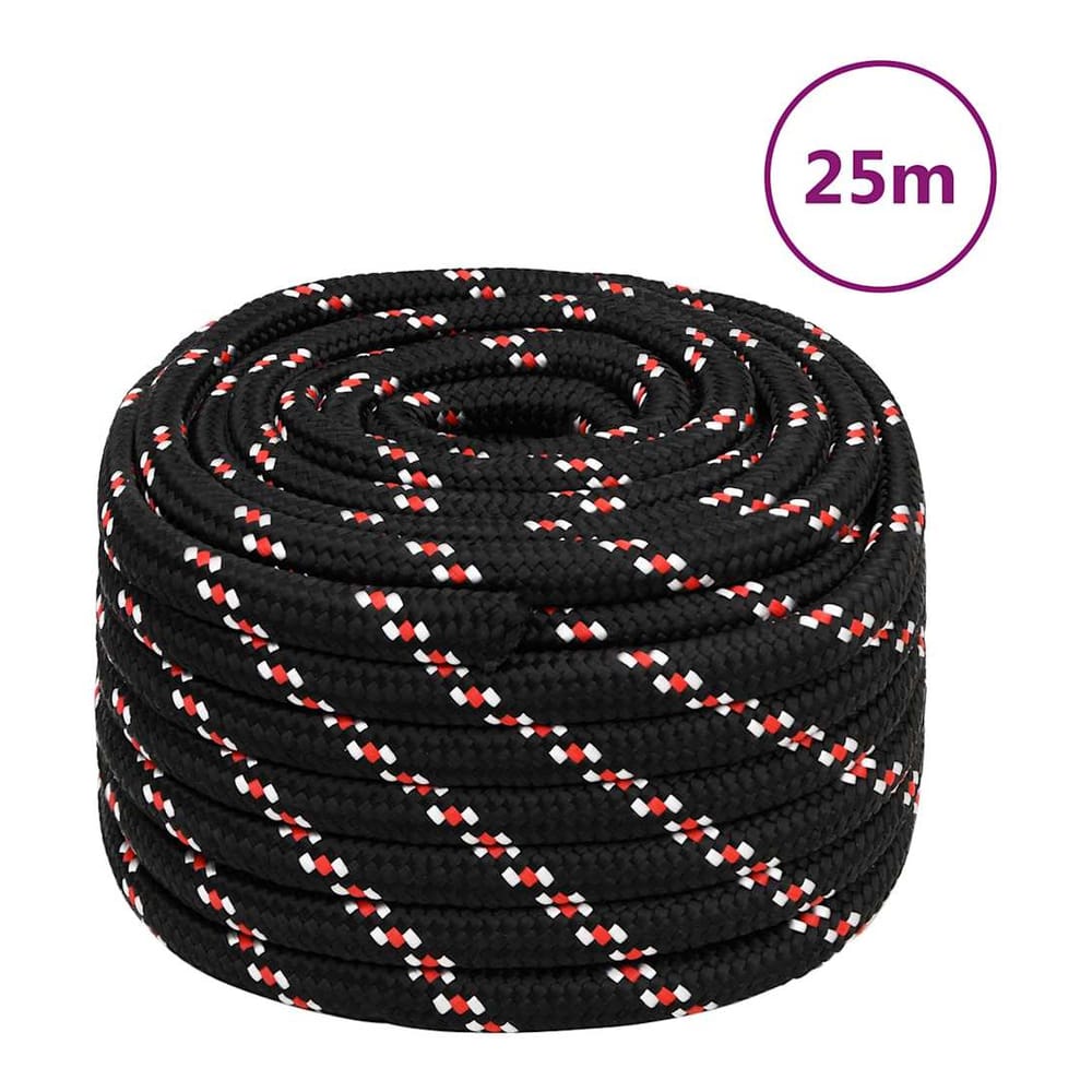 vidaXL Boat Rope Black Polypropylene Length 25 m Black and Red