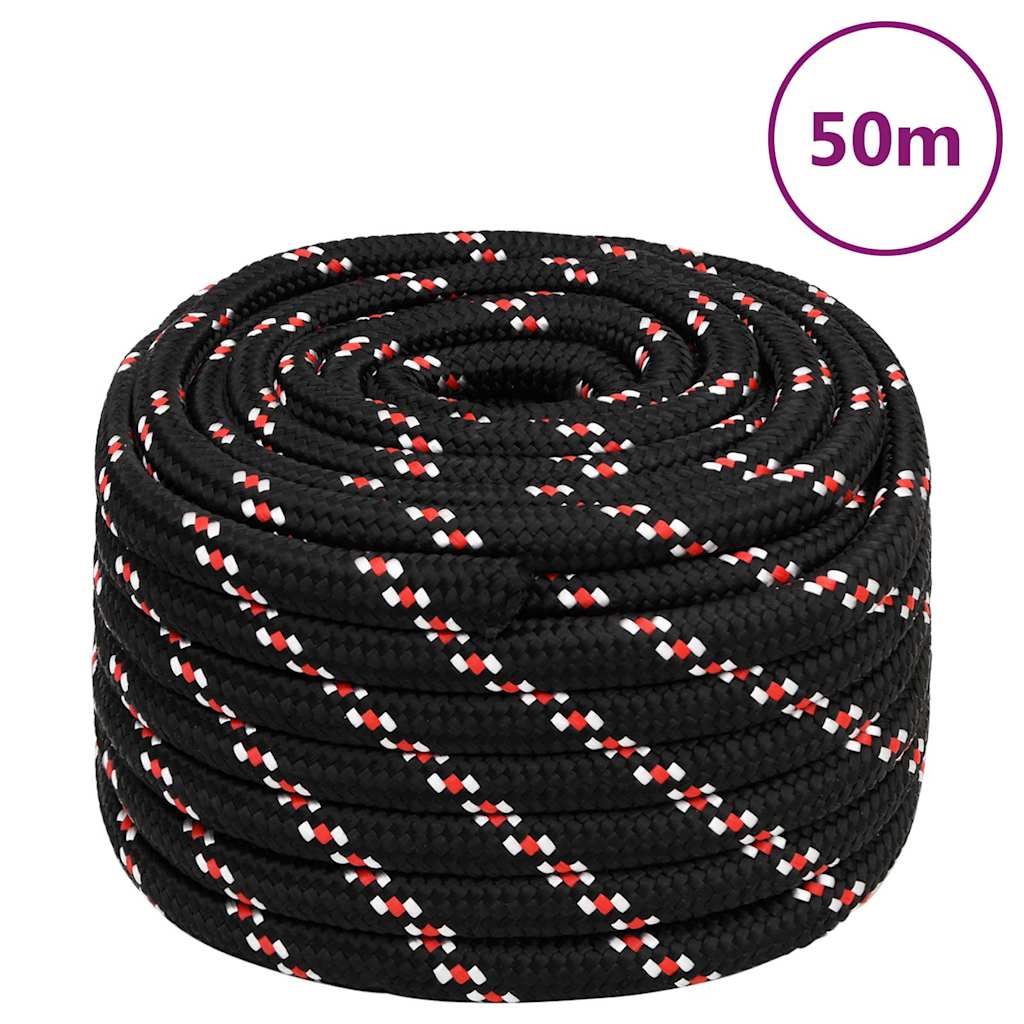 Boat Rope Black Polypropylene Length 50 m Black and red 20 mm
