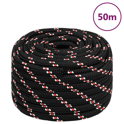 Boat Rope Black Polypropylene Length 50 m Black and red 20 mm