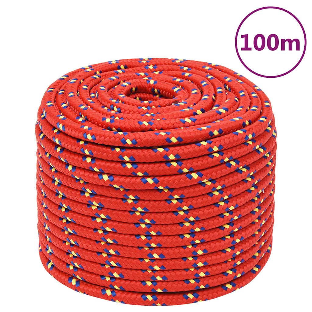 vidaXL Boat Rope Red 14 mm 100 m Polypropylene 1