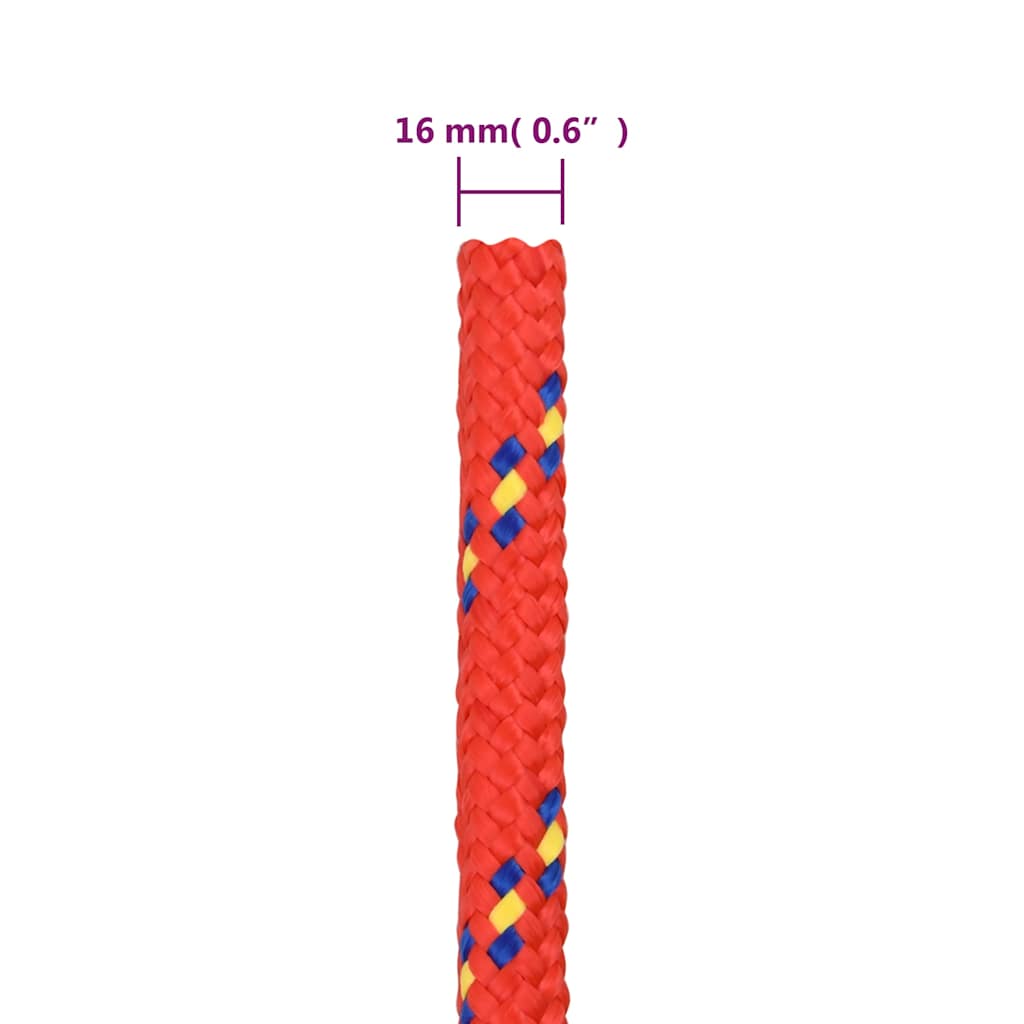 vidaXL Boat Rope Red 16 mm 100 m Polypropylene 6