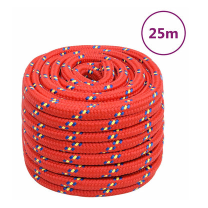 vidaXL Boat Rope Polypropylene Length 25 m Red
