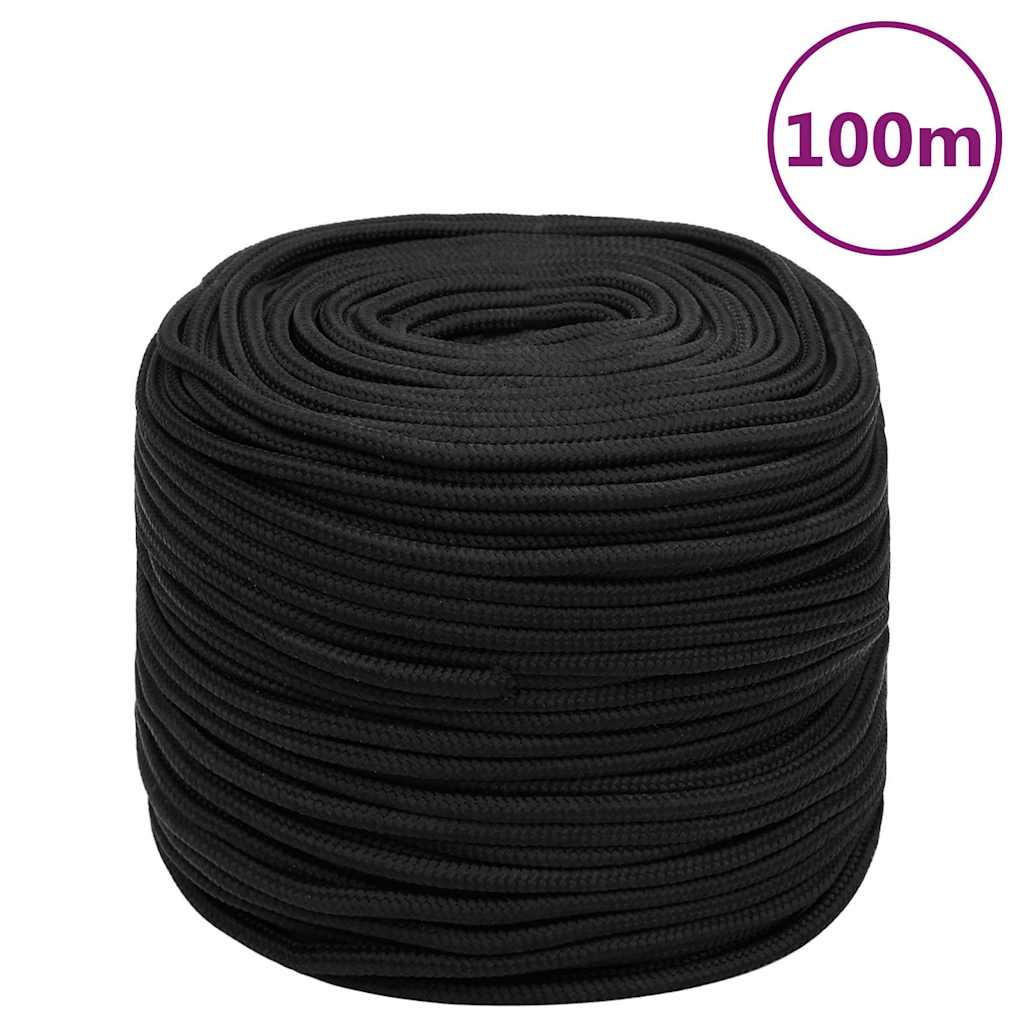 vidaXL Boat Rope Full Black 10 mm 100 m Polypropylene 1