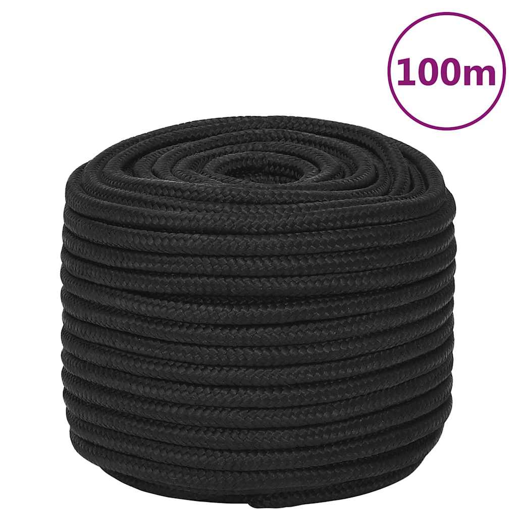 vidaXL Boat Rope Full Black 12 mm 100 m Polypropylene 1