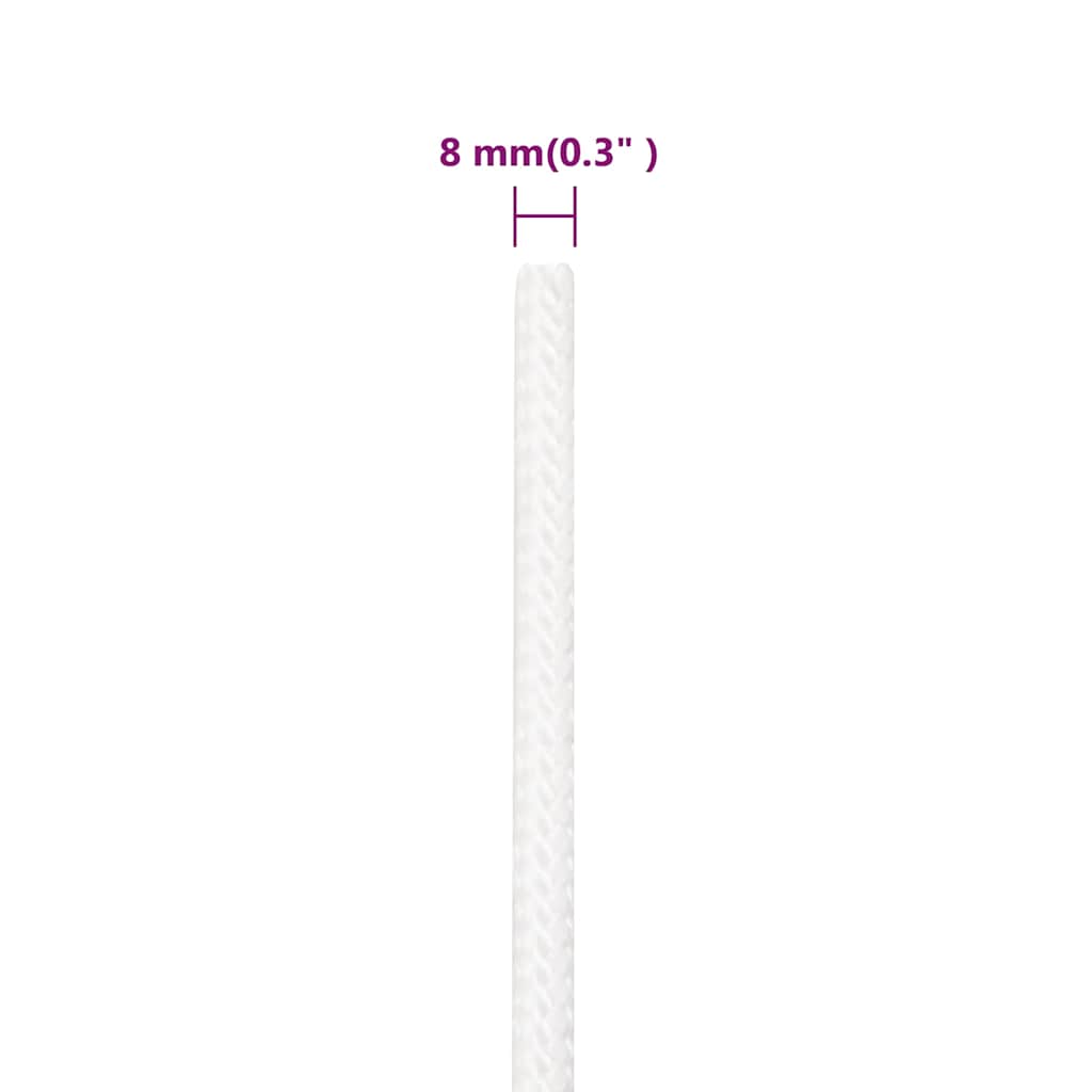vidaXL Boat Rope Full White 8 mm 250 m Polypropylene 6