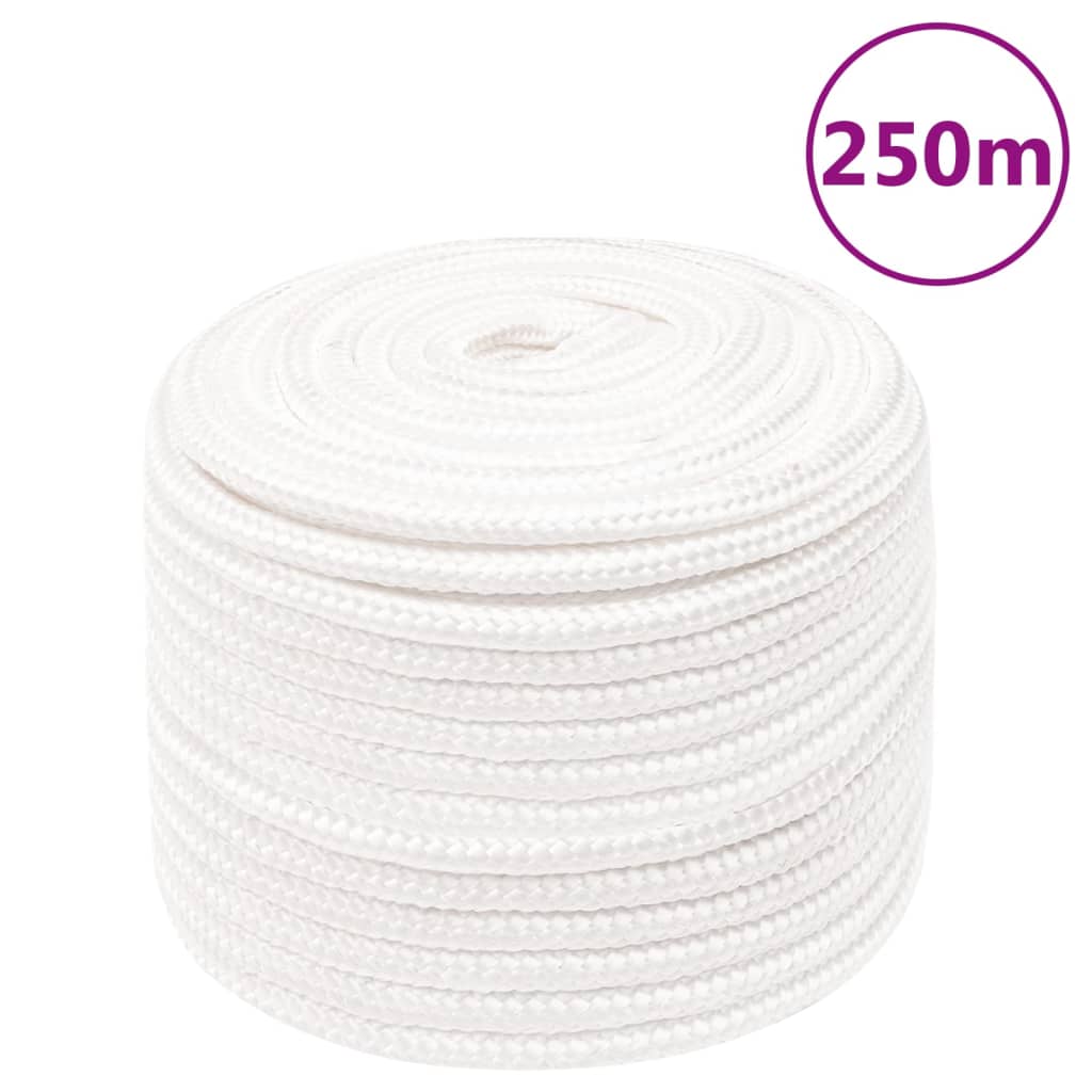 vidaXL Boat Rope Full Polypropylene Length 250 m White