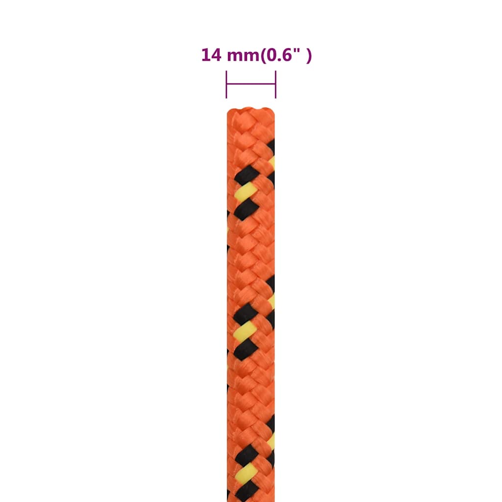 vidaXL Boat Rope Orange 14 mm 100 m Polypropylene 6
