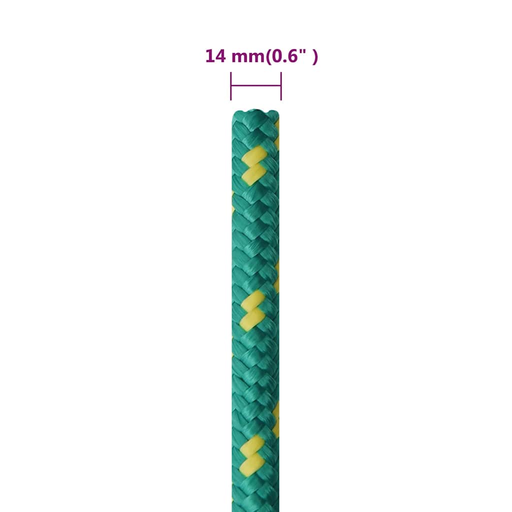 vidaXL Boat Rope Green 14 mm 100 m Polypropylene 6