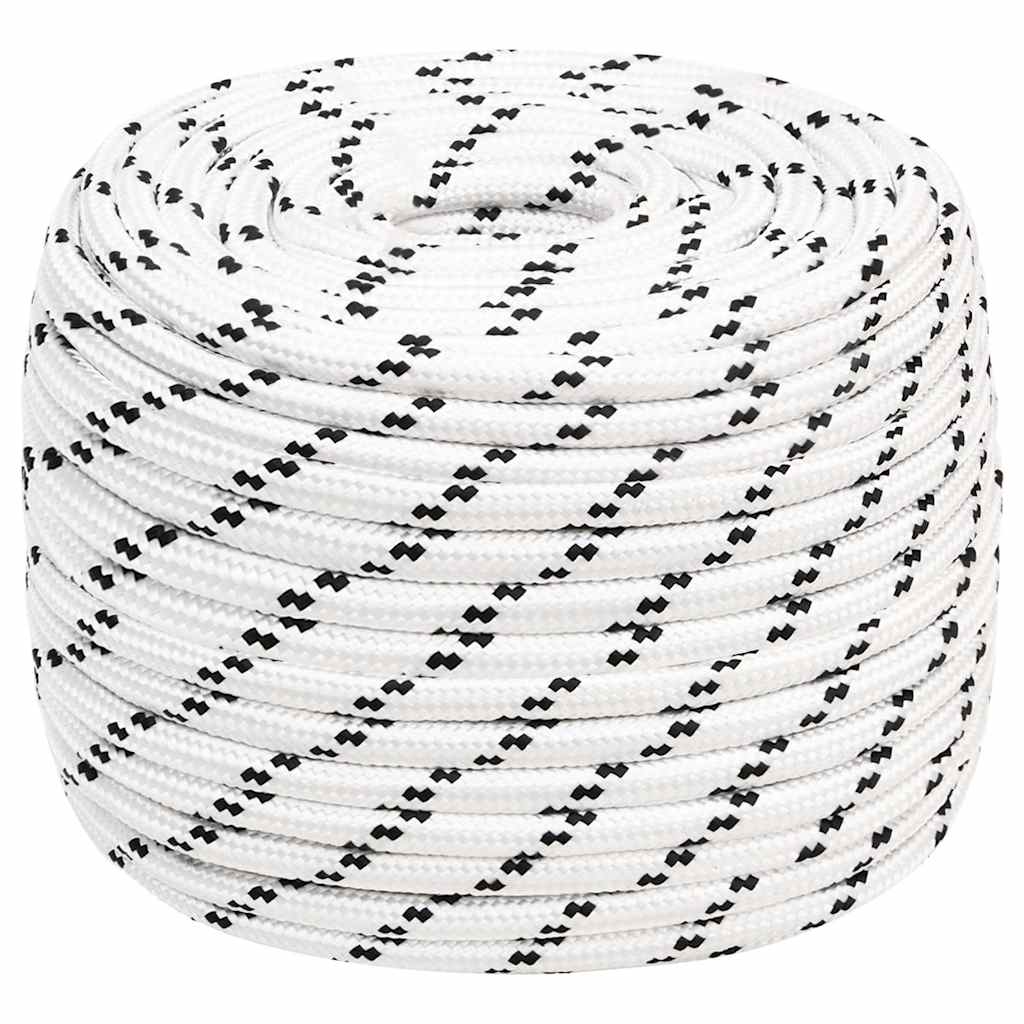 vidaXL Braided Boat Rope White 12 mmx100 m Polyester 1