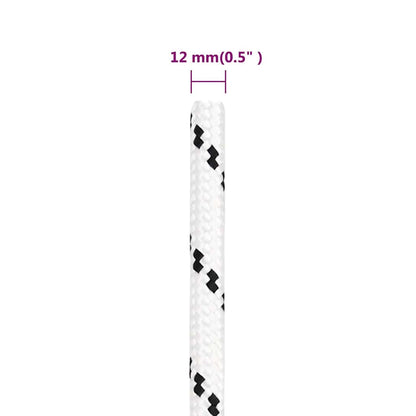 vidaXL Braided Boat Rope White 12 mmx100 m Polyester 5