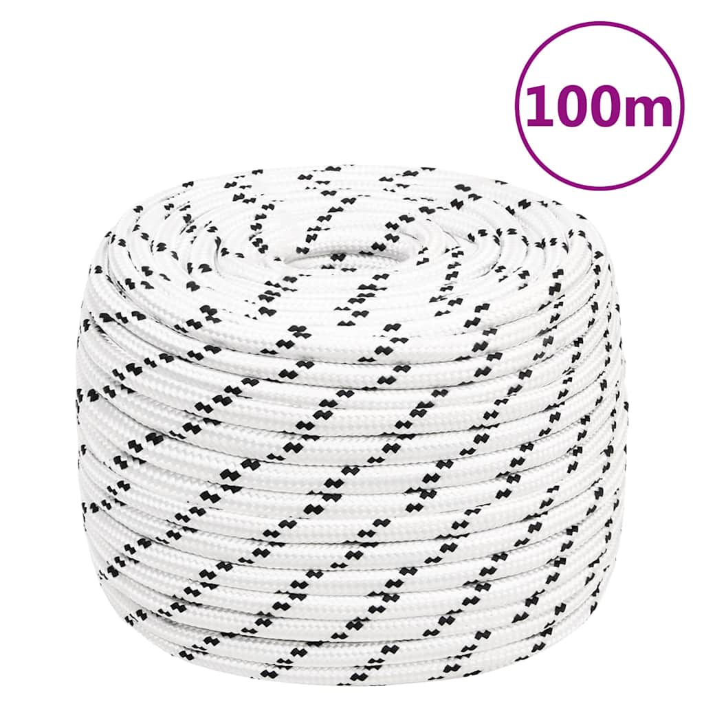vidaXL Braided Boat Rope White 12 mmx100 m Polyester 6