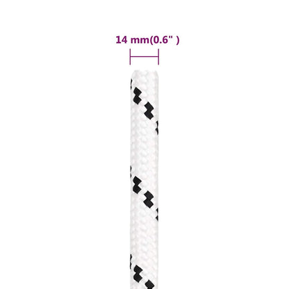 vidaXL Braided Boat Rope White 14 mmx250 m Polyester 5