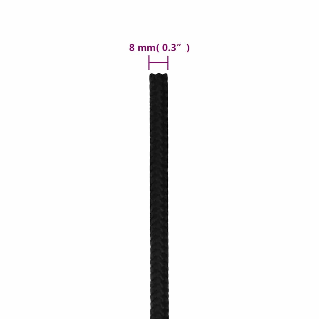 vidaXL Work Rope Black 8 mm 250 m Polyester 6