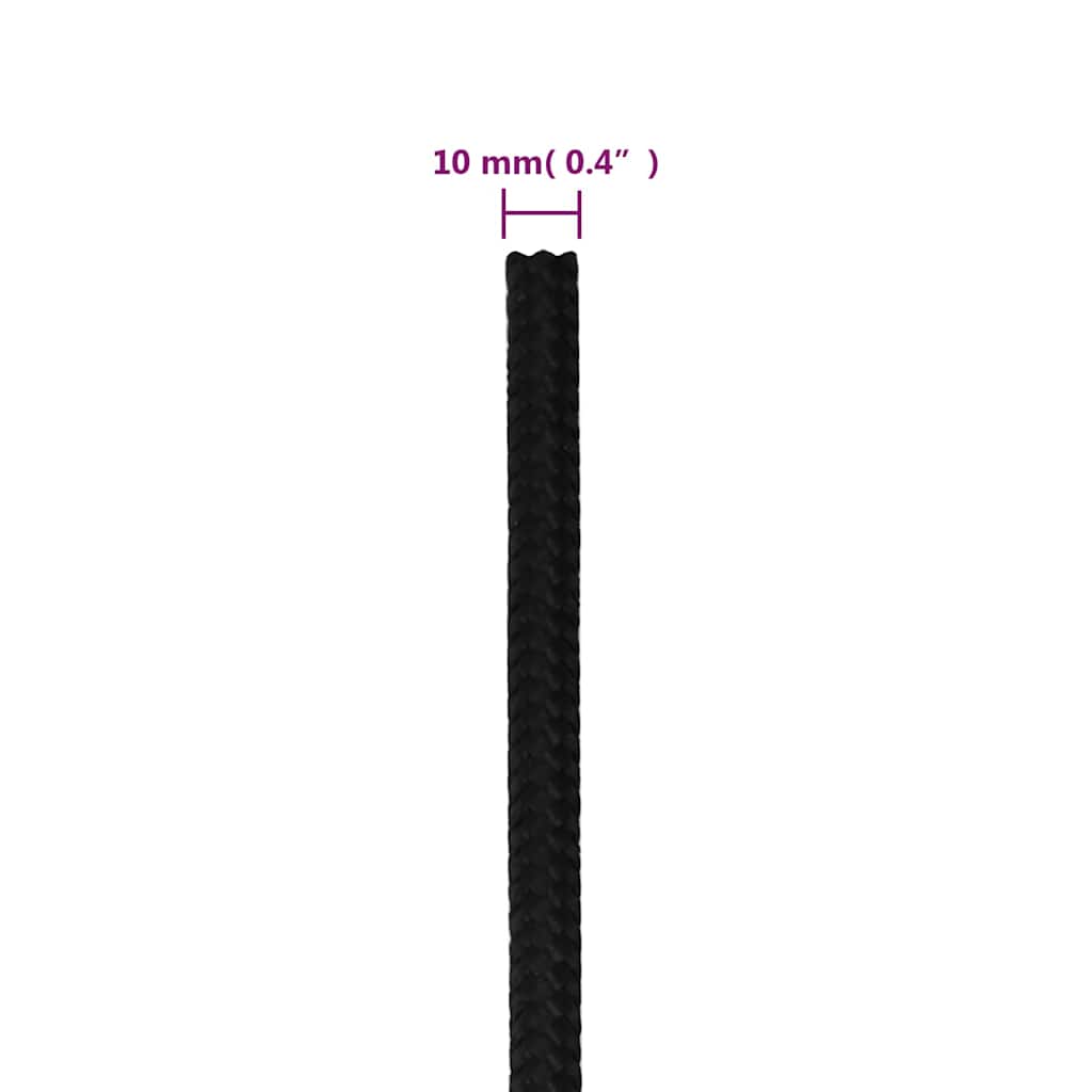 vidaXL Work Rope Black 10 mm 250 m Polyester 6