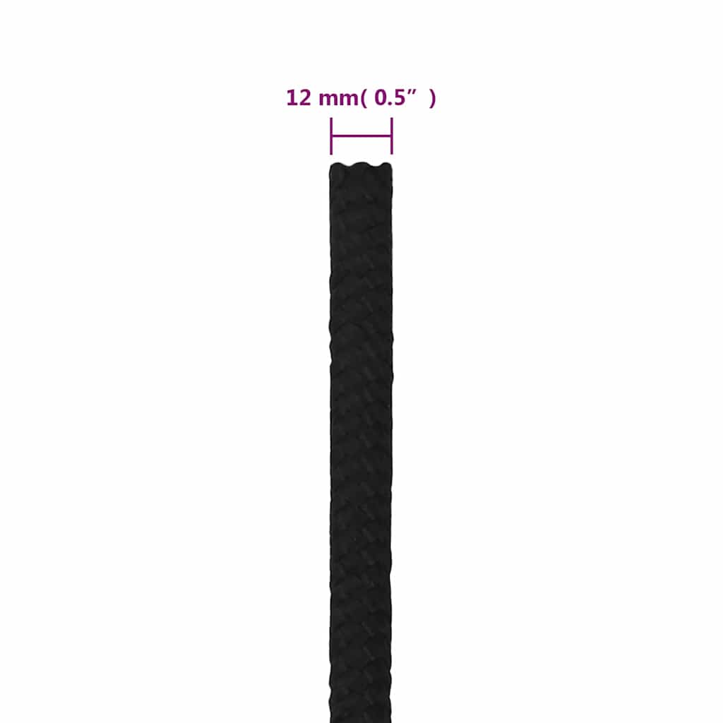 vidaXL Work Rope Black 12 mm 100 m Polyester 6