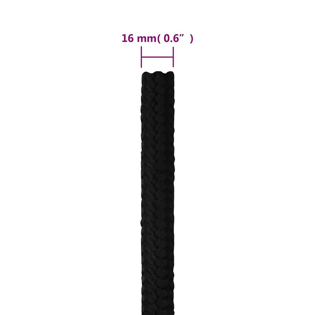vidaXL Work Rope Black 16 mm 50 m Polyester 6