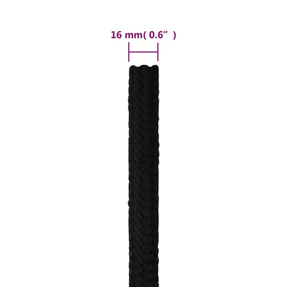 vidaXL Work Rope Black 16 mm 50 m Polyester 6