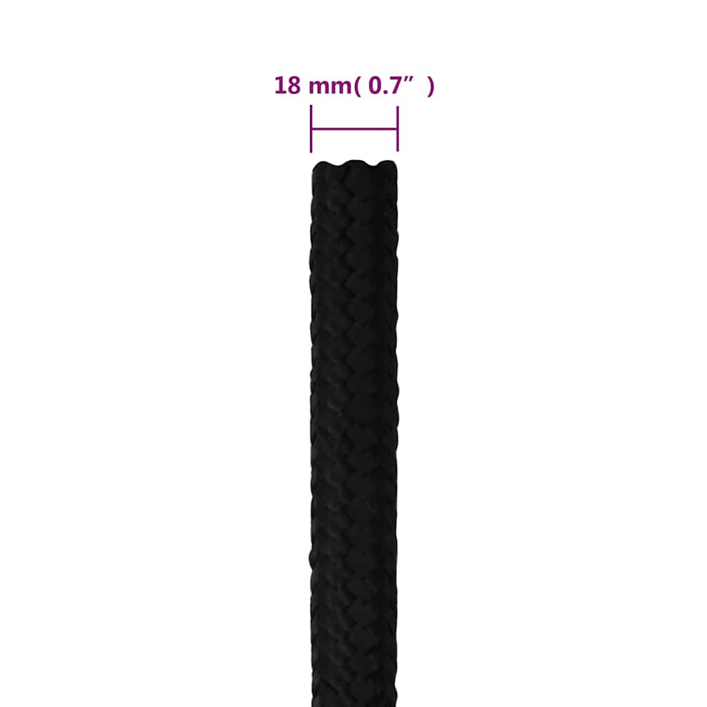 vidaXL Work Rope Black 18 mm 100 m Polyester 6