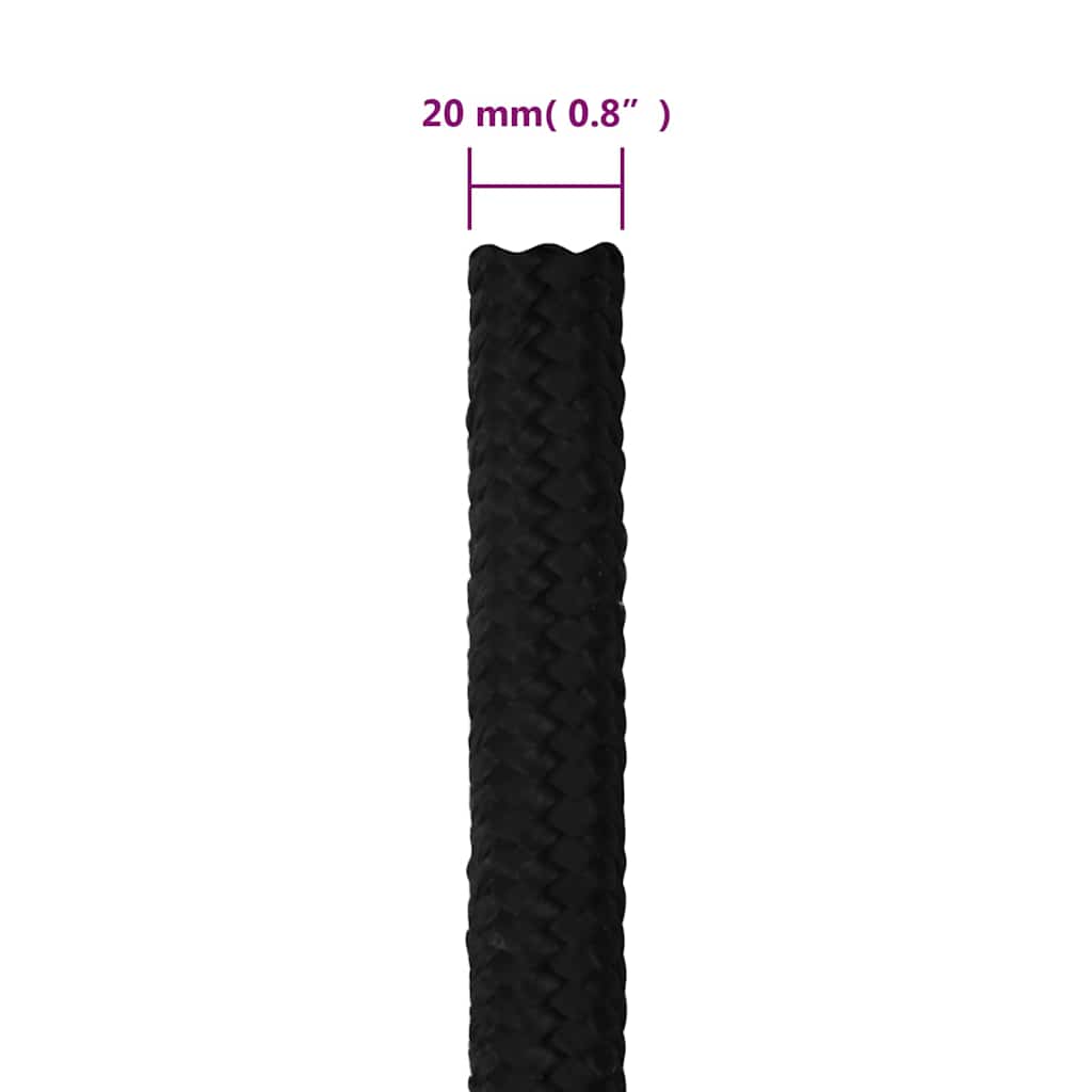 vidaXL Work Rope Black 20 mm 25 m Polyester 6