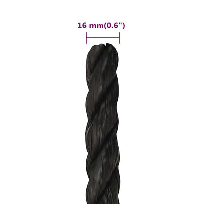 vidaXL Work Rope Black 16 mm 100 m Polypropylene 6