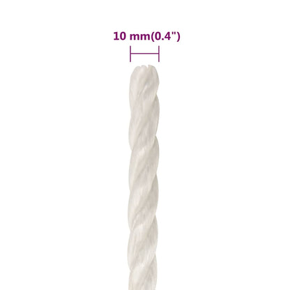 vidaXL Work Rope White 10 mm 250 m Polypropylene 6