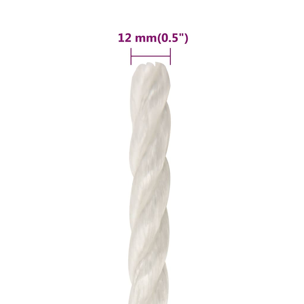 vidaXL Work Rope White 12 mm 250 m Polypropylene 6