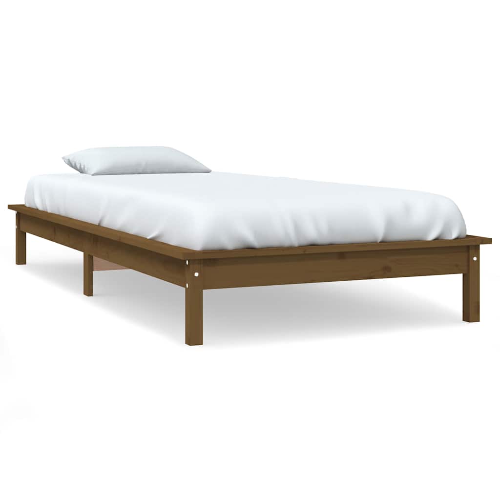 vidaXL Bed Frame without Mattress Honey Brown 90x200 cm Solid Wood 2