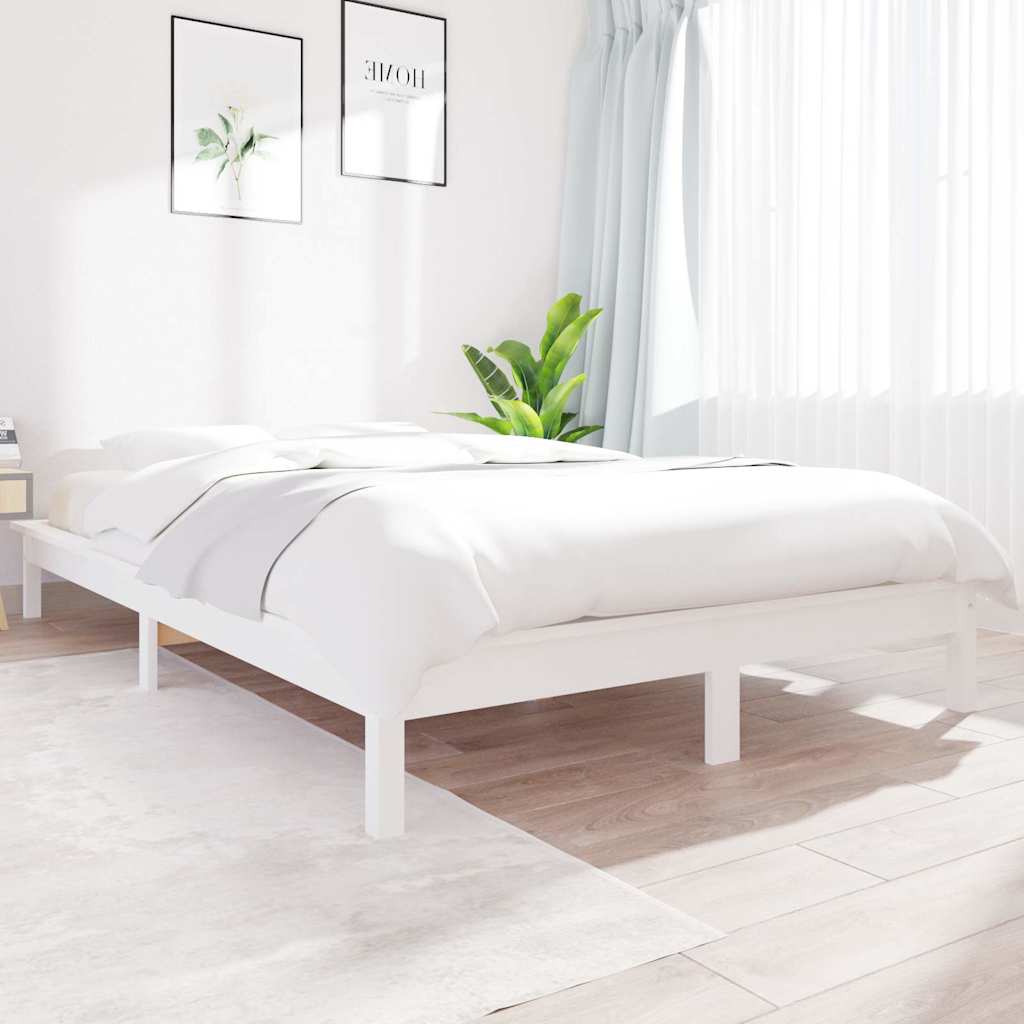 820537 vidaXL Bed Frame without Mattress White 120x200 cm Solid Wood 1
