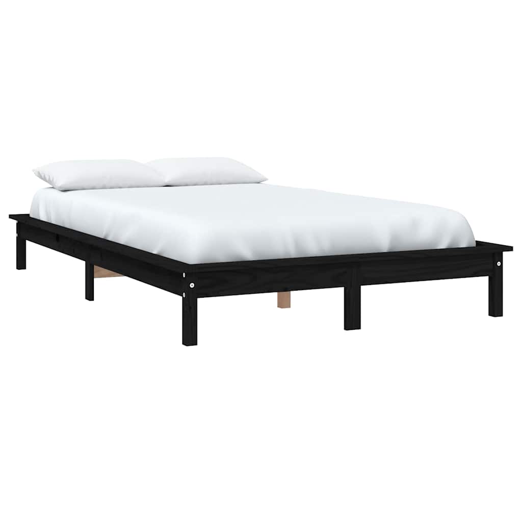 820540 vidaXL Bed Frame without Mattress Black 120x200 cm Solid Wood 3