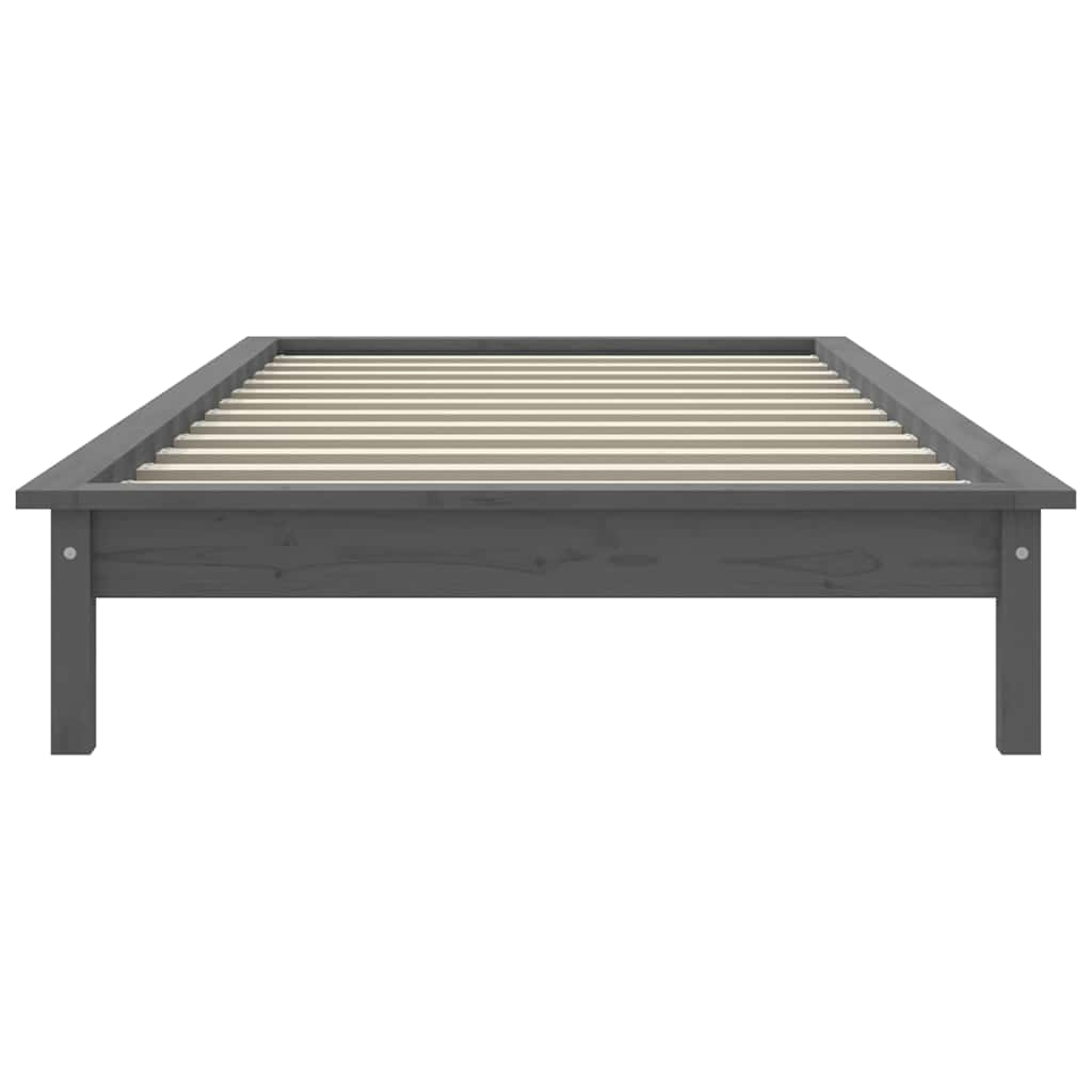 vidaXL Bed Frame without Mattress Grey Single Solid Wood 5