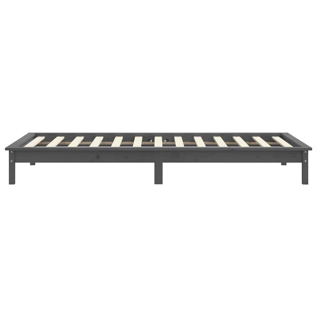 vidaXL Bed Frame without Mattress Grey Single Solid Wood 6