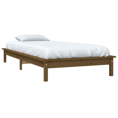 vidaXL Bed Frame | Honey Brown | Solid Pine Wood | Single | Decorative Inlays 3
