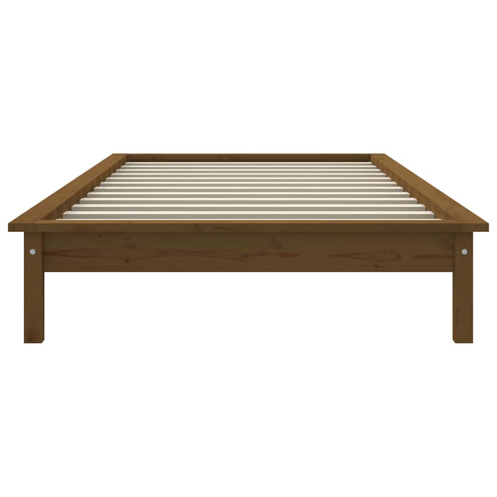 vidaXL Bed Frame | Honey Brown | Solid Pine Wood | Single | Decorative Inlays 5