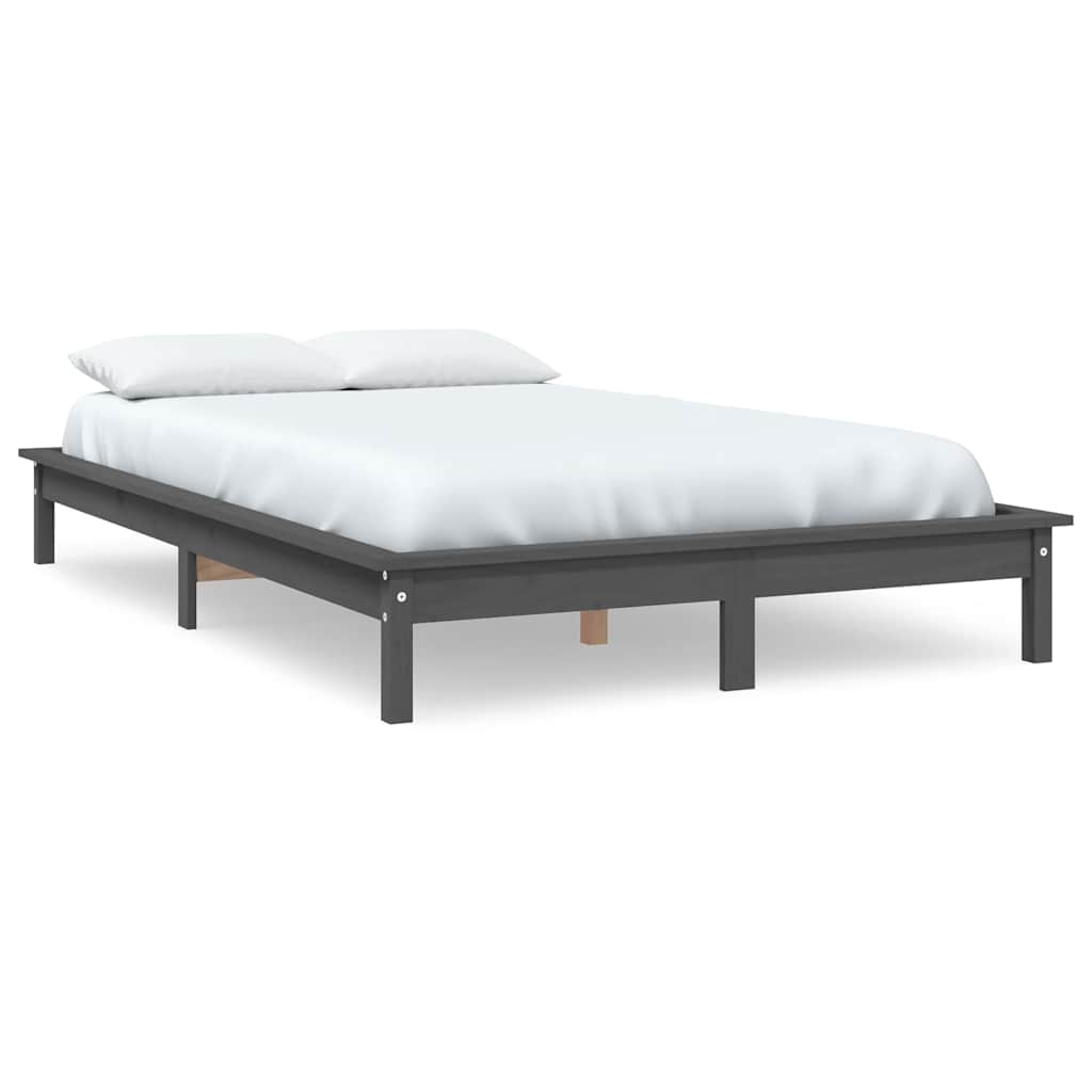 Bed Frame without Mattress Solid Wood Pine Length 190 cm Grey 120 cm