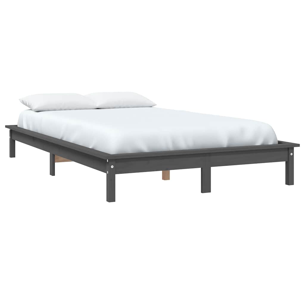 Bed Frame without Mattress Solid Wood Pine Length 190 cm Grey 120 cm