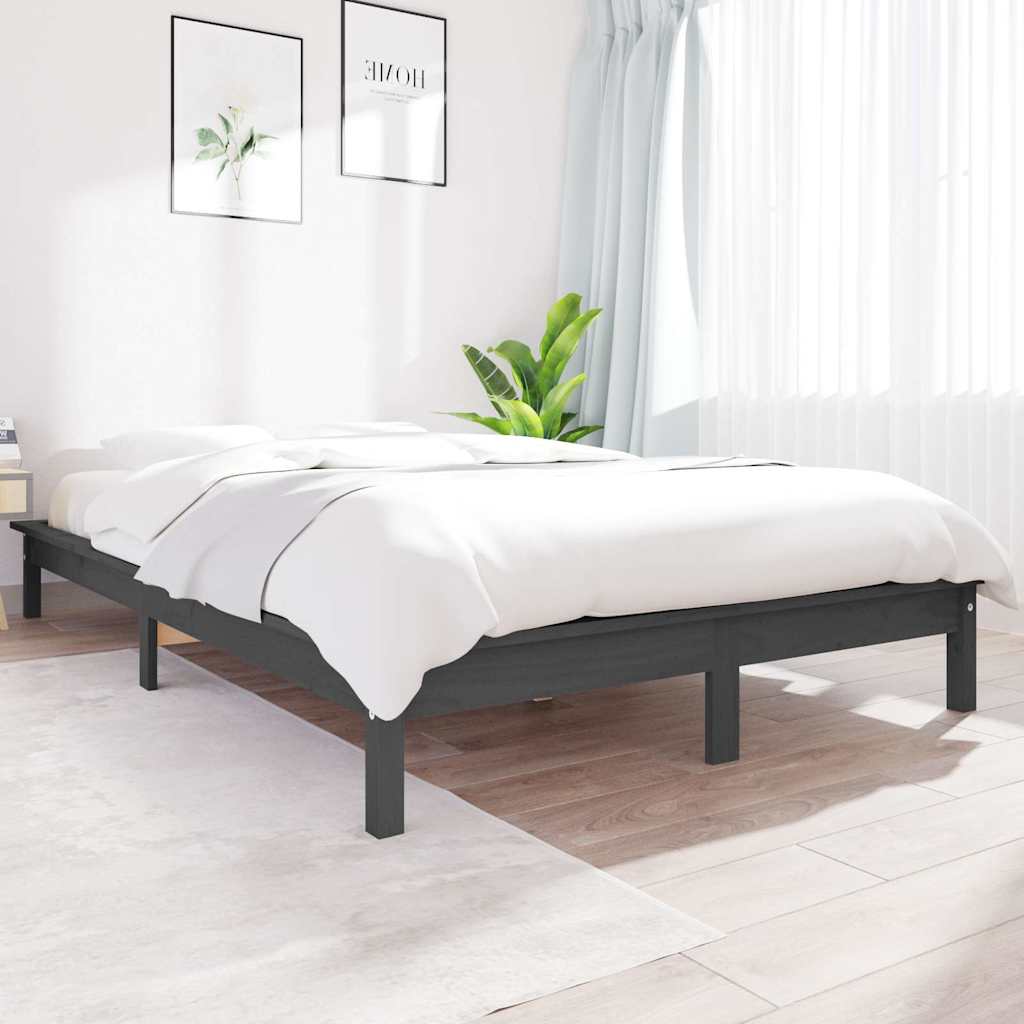 Bed Frame without Mattress Solid Wood Pine Length 190 cm Grey 120 cm