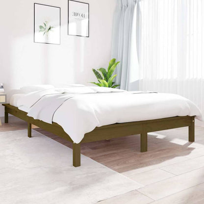 Bed Frame without Mattress Solid Wood Length Honey Brown