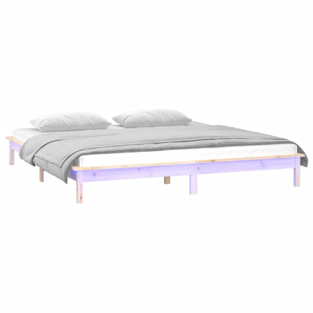 vidaXL LED Bed Frame without Mattress 140x200 cm Solid Wood 3