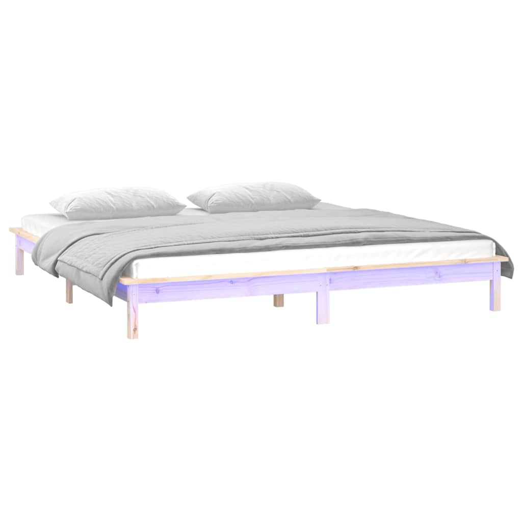 vidaXL LED Bed Frame without Mattress 160x200 cm Solid Wood 3