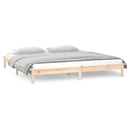 vidaXL LED Bed Frame without Mattress 180x200 cm Super King  Solid Wood 4
