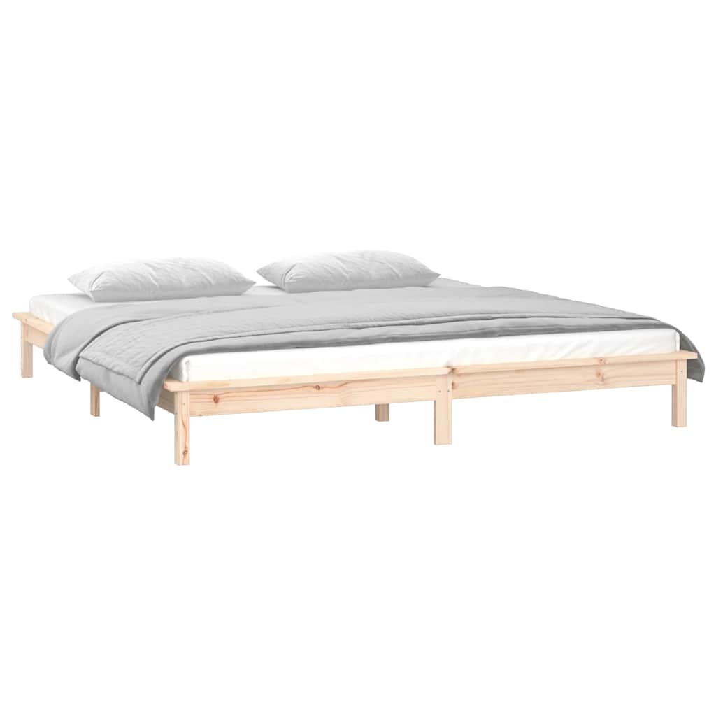 vidaXL LED Bed Frame without Mattress 180x200 cm Super King  Solid Wood 5