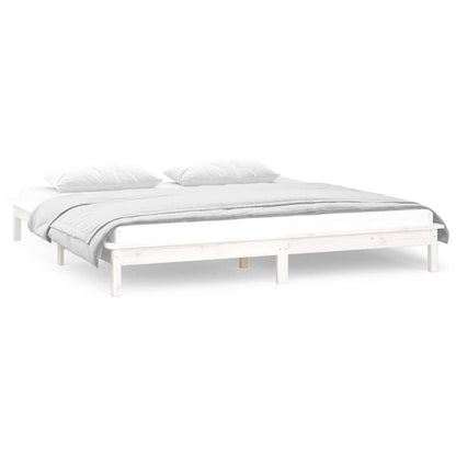 vidaXL LED Bed Frame without Mattress White 200x200 cm Solid Wood 4